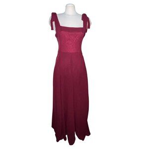 Lulus Summer Invite Wine Red Tie-Strap Tiered Maxi Dress Sz Medium Burgundy Red